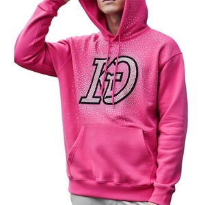 Sweat à capuche surdimensionné pour homme en coton 100% avec impression numérique et strass pour l'automne - Product Image 1