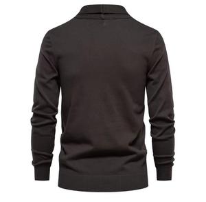 Cardigan en maille mélange de coton coupe ajustée pour homme, confortable, ouvert sur le devant, noir uni, décontracté, pour l'automne, avec poches, longueur standard - Product Image 2