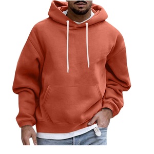 High Quality Men's Regular Fit Vintage Hoodie Polyester/Cotton Solid <b>Thick</b> <b>Fleece</b> Sport Pullover Breathable Quick Dry Winter - Product Image 4