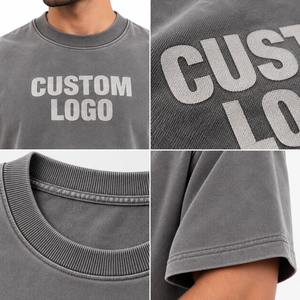 T-shirt en coton gris surdimensionné pour homme, manches courtes, col rond, décontracté, couleur unie, jersey tricoté, coupe ajustée - Product Image 5