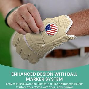 Gant de golf pour droitier en cuir microfibre antidérapant avec fermeture auto-agrippante pour hommes, usage sportif avec système de marquage de balle - Product Image 1