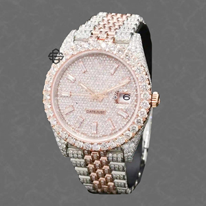 Business Fashion Luxury Quartz ETA Movement Moissanite Diamond Alloy Watches 41mm Full Iced Cut Dial 20mm Stainless Steel Glass - Product Image 1