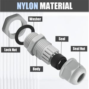 Empuñadura de cable de nailon impermeable IP68, Conector de plástico, prensaestopas gris PPGG21 con contratuerca para uso en exteriores y bajo el agua - Product Image 4