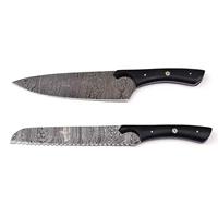 Couteaux de chef en acier Damas faits main, 6 pièces, avec manche personnalisé, bord dentelé tranchant, multi-usages, écologiques