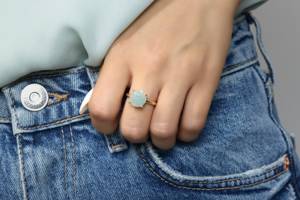 New <b>925</b> Sterling <b>Silver</b> Handmade Statement <b>Ring</b> With Genuine Aquamarine Round Gemstone Elegant Wedding & Party Wear Fine Jewelry - Product Image 3