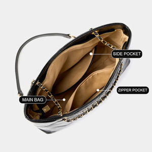 Sac fourre-tout décontracté en cuir de vachette véritable pour femme, avec chaîne, haute qualité OEM 2026, souple, tendance, couleurs personnalisées avec logo - Product Image 3