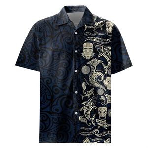 Chemise Hawaïenne Homme Manches Courtes Imprimé Tribal Polynésien Noir Chemises d'Été Respirantes Col Rabattu - Product Image 5