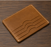 Dompet Kulit Asli Coral Weavers, Tipis, Saku Depan, Banyak Slot Kartu, Tanpa Penutup, 3 Inci, Minimalis, Ringkas
