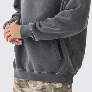 Sudadera con Capucha Extra Grande para Hombre, Color Sólido, Algodón French Terry, Estilo Casual para Otoño, Diseño con Bolsillos, Corte Regular - Product Image 2