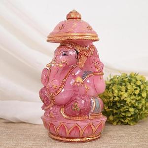 Estatua de Ganesha Tallada a Mano en Cuarzo Rosa Natural, Ídolo de Cristal Pintado a Mano, Decoración para el Hogar, Regalo, Proveedor Mayorista OEM ODM - Product Image 3