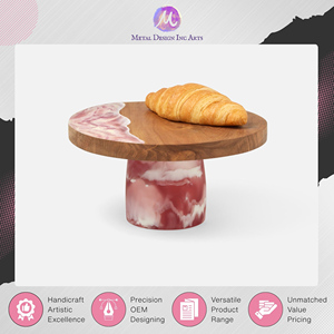Oferta Especial en Soporte para Pastel de Madera de Acacia y Resina de Calidad Original con Base Rosada en Espiral a un Precio Competitivo - Product Image 3