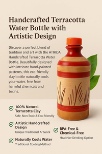 Bouteille d'eau en argile naturelle faite à la main pour boire de l'eau, bouteille en terre cuite traditionnelle réutilisable, bouteille d'eau en argile pour la maison et la cuisine - Product Image 4