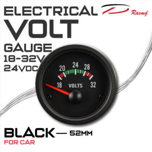 D RACING DPVOB-24V 52mm Voltmètre universel étanche IP65 à affichage LED analogique, cadran noir, lentille transparente, VW Nouveau 24V VDC Automobiles - Product Image 2