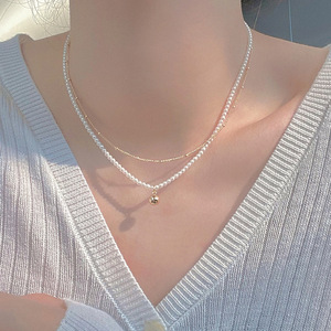 Collar de Doble Capa con Cuentas de Alta Gama para Mujer, Diseño Versátil de Cadena para Clavícula, Collares en Capas de Moda - Product Image 3