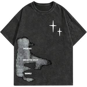 Camiseta de Manga Corta para Hombre, Estilo Casual, Oversize, con Estampado, Cuello Redondo, 100% Algodón, 280 g/m², Tejido Jersey - Product Image 1