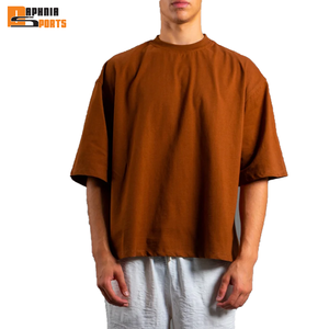 Camiseta Corta de Corte Cuadrado con Logotipo Personalizado, Estilo Urbano, para Hombre, 100% Algodón Pesado, Corte Holgado, Ecológica - Product Image 1