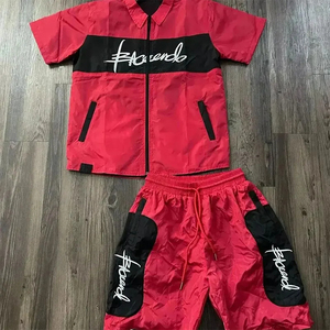 Ensemble coupe-vent d'hiver pour homme avec veste zippée et short assorti 100% coton style décontracté athlétique - Product Image 5