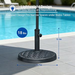 Base per Ombrellone Rotonda in Resina Nera da 16 Pollici per Tavolo da Patio - Product Image 2