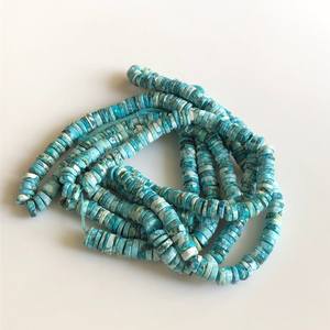 ลูกปัดหินเทอร์ควอยซ์ธรรมชาติทรงเหรียญเรียบ สำหรับทำเครื่องประดับ ร้อยเป็นเส้น - Product Image 4