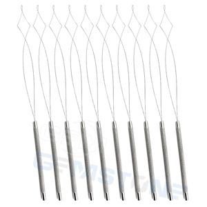 Double Loop Hair Extension Pulling Tool for Micro <b>Beads</b> & Nano Rings – Stainless Steel Professional Threader with Grip Handle - Product Image 5