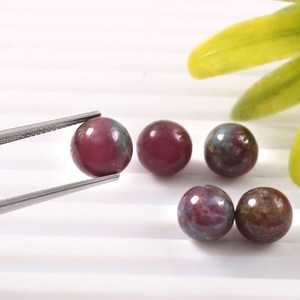 ลูกบอลกลมเรียบ 10 มม. ทำจากหินรูบี้โซไซต์ธรรมชาติ คริสตัลบำบัด สำหรับทำเครื่องประดับ ขายส่งจำนวนมาก - Product Image 2
