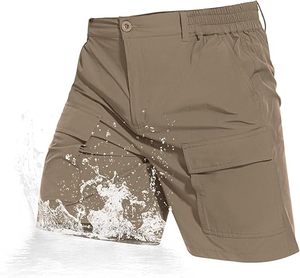 Shorts cargo pour homme, couleur unie, séchage rapide, taille mi-haute, fermeture boutonnée, shorts décontractés, avec poches, tissu Oxford - Product Image 1