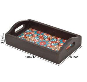 ถาดไม้รูปทรงสี่เหลี่ยมผืนผ้าถาดเสิร์ฟอาหารสไตล์แฟนซีทำด้วยมือคุณภาพดีเยี่ยมสำหรับตกแต่งบ้านโดย fwe - Product Image 1