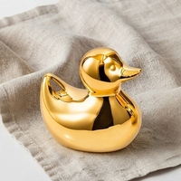 Figurine de canard en métal doré de luxe moderne, sculpture d'animal mignonne, ornement de table, décoration d'intérieur, artisanat d'art