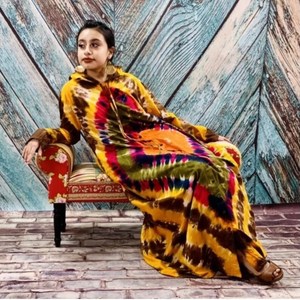 2025 nouveau produit main cravate teinture Kimono veste vacances Boho coupe ample veste vêtements de plage couvrir vacances d'été femmes Kimono Robe - Product Image 6