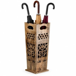 Porte-parapluie en bois de Sheesham sculpté - Artisanat indien en bois de rose, vente en gros - Product Image 3
