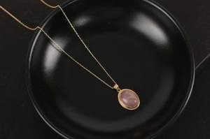 Collar con Colgante Ovalado de Cuarzo Rosa, Plata de Ley 925, Chapado en Oro de 14K, Piedra Preciosa Natural, Regalo para Niñas y Damas de Honor, Joyería Étnica - Product Image 4