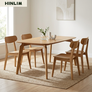 Mesa de Comedor Rectangular de Madera Maciza Contemporánea con Bordes Redondeados, Muebles de Comedor Modernos y Minimalistas para Apartamento, 6 Plazas - Product Image 2