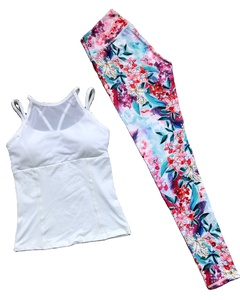 Costume de yoga de course à la mode court et transfrontalière soutien-gorge de sport femme ensemble de loisirs de haute qualité tie dye sublimation imprimé ensemble - Product Image 1