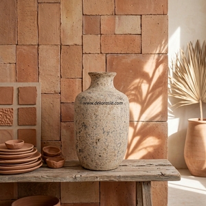 Vase Urne de Sol Rustique en Terre Cuite Crème Médiane, Pot en Céramique Façonné à la Main, Vase Décoratif de Table en Céramique, Vente en Gros - Product Image 4