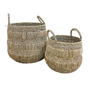 Hand Woven Eco-Friendly Seagrass Storage <b>Basket</b> with Handle and <b>for</b> Clothing in Vietnam - Product Image 1