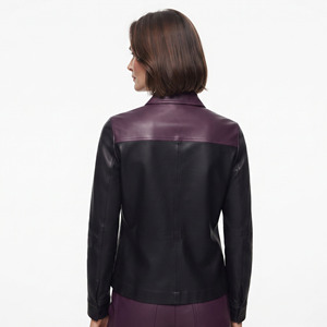 Camisa de Cuero para Mujer, Manga Larga, Cierre de Botones, Bolsillos en el Pecho, Cuello Camisero - Product Image 2