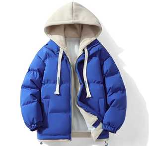 Chaqueta Acolchada con Capucha para Hombre, Cierre de Cremallera Reversible, Ropa Casual de Invierno, Relleno Grueso de Poliéster, Corte Regular - Product Image 5