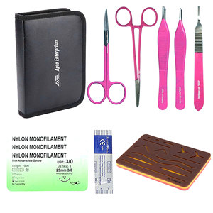 Kit de Práctica de Sutura para Entrenamiento Médico, Juego de 5 Piezas, Modelo de Piel de Silicona Resistente, Instrumentos Médicos de Acero Inoxidable - Product Image 1