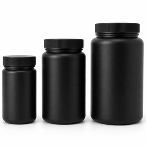 Pot cylindrique noir personnalisé en PEHD pour poudre protéinée 500ml 1000ml 2000ml avec bouchon à vis facile à nettoyer, emballage pour compléments alimentaires, fabricant vietnamien - Product Image 1