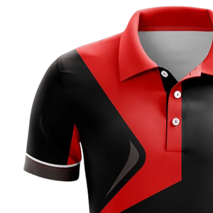 Maillot de cricket pour homme noir et rouge à sublimation, polo à manches courtes, chemise de sport, tenue de match athlétique, uniforme d'équipe, vêtements de performance - Product Image 5