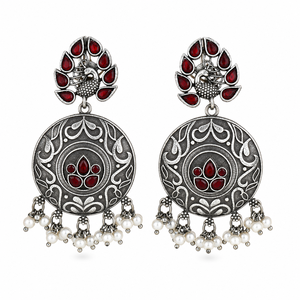 Wholesaled Supplier Antique Silver Dangle Earrings Bulk Supplier Bezel Setting Peacock Design Direct Factory Manufacture - Product Image 1