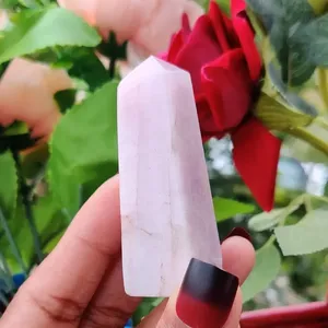 หินคุนไซต์สีชมพูธรรมชาติทรงโอเบลิสก์ หินคริสตัลขัดเงาสำหรับบำบัด พลังงานเรกิ การทำสมาธิ ตกแต่งตามหลักฮวงจุ้ย จากราชสถาน - Product Image 6