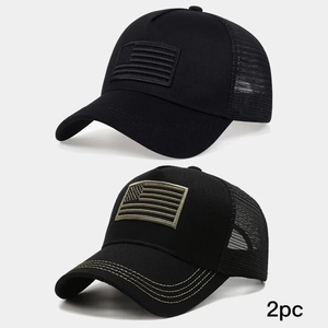 <b>Black</b> Mesh <b>Baseball</b> <b>Cap</b> With American Flag Patch Breathable Adjustable Unisex Casual Outdoor Hat Spring Summer Adult Fit - Product Image 6