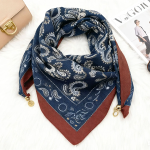 ผ้าพันคอไหมป้องกันคอรูปสามเหลี่ยมแบบแม่เหล็กสำหรับผู้หญิง ฤดูใบไม้ผลิ ฤดูใบไม้ร่วง ผ้าพันคอผ้าฝ้ายลินินคุณภาพสูง ให้ความอบอุ่น - Product Image 1