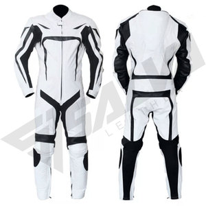 Salva Leather Men Full Sleeve Leather Motorcycle Racing Suit White Black <b>Blocked</b> One Piece Windproof Protective Gear 220g All - Product Image 6