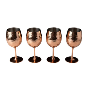 Gobelet à vin en acier inoxydable martelé, tendance et le plus vendu, avec revêtement or rose, verre à boire en métal incassable, coupe à vin en cuivre - Product Image 1