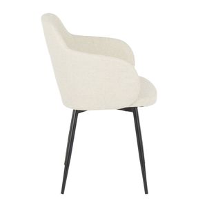 Chaise industrielle Boyne en métal noir et tissu crème, chaises de salle à manger élégantes - Product Image 2