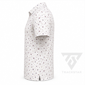 Trackstar <b>Men's</b> White <b>Burgundy</b> Celestial Planet Print <b>Polo</b> <b>Shirt</b> Short Sleeve Button Collar Golf <b>Shirt</b> Custom Logo - Product Image 4