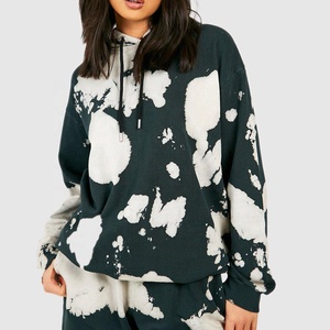 Women's <b>Oversized</b> <b>Hoodie</b> With <b>White</b> Splatter Print Full Sleeve Cotton Knitted Sweatshirt Autumn Street Style Pullover - Product Image 3