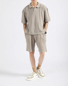 Polo homme de haute qualité 100% coton, coupe ample, gris uni, avec impression numérique personnalisable, respirant et à séchage rapide - Product Image 4